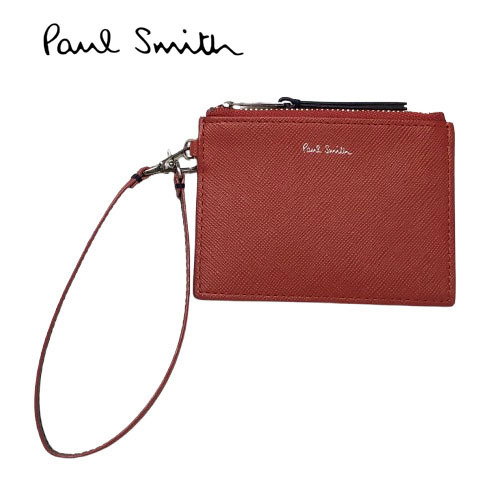 ○★新品未使用 Paul Smith (ポールスミス) アーティストストライププラー ストラップ付コインケース オレンジ★○拍卖