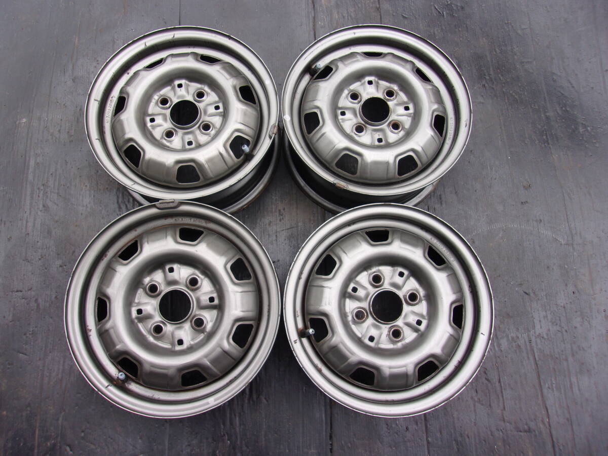 ★売り切り★希少★当時物★トヨタ純正 PCD100 +45 5J 鉄 スチール 4本セット カローラスターレットコルサターセルスプリンター拍卖
