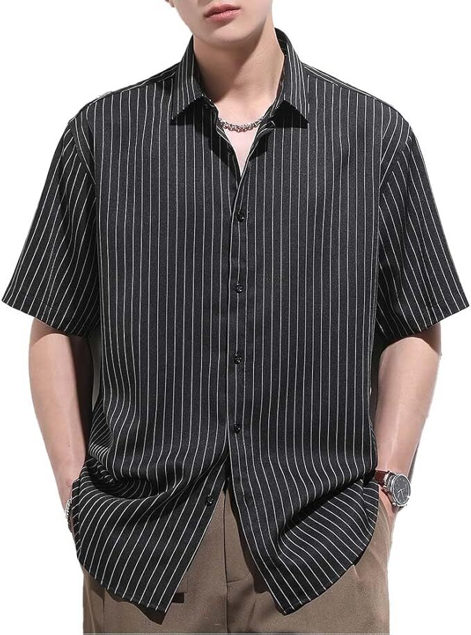 ブラック色 XLサイズ 毎日をスマートに彩る 上質メンズワイシャツ 半袖 シャツ メンズ ストラップシャツ 夏服 速乾 ゆったり 拍卖