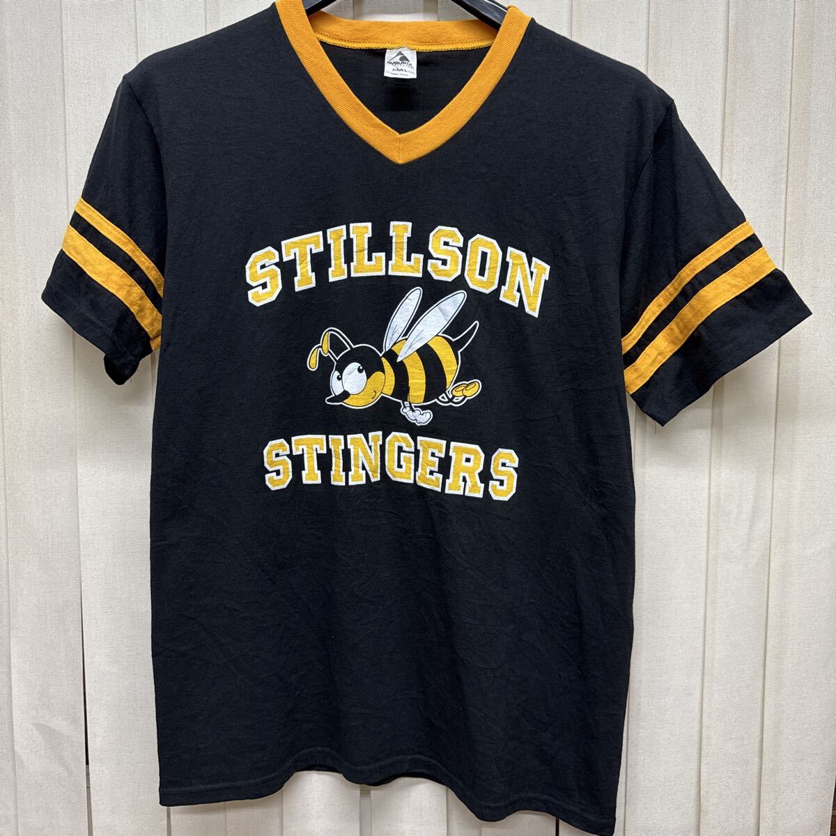 STILLSON STINGERS Tシャツ Vネック 半袖 リンガーネック Lサイズ メンズ 半袖 美品 AUGUSTA SPORTS WEAR 蜂 Bee拍卖