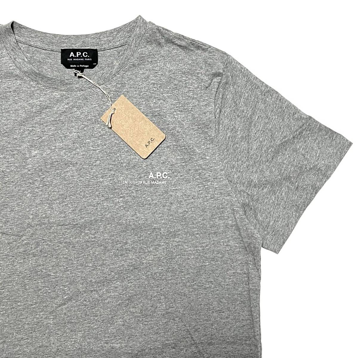 L 新品 A.P.C. アーペーセー Item Tシャツ グレー アイテム TEE ロゴ ロゴT 胸ロゴ ワンポイントロゴ アイテムT APC拍卖