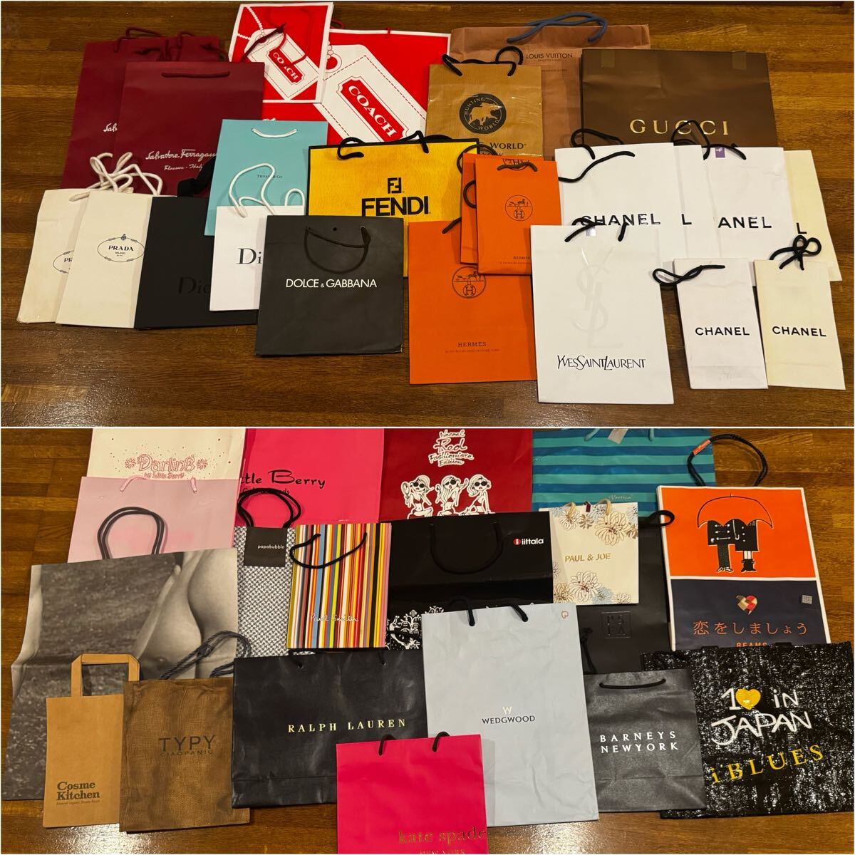 有名ブランドショップ紙袋 ショッパー まとめてセット CHANEL シャネル ルイヴィトン COACH HERMES エルメス ドルガバ アバクロ Dior 中古拍卖