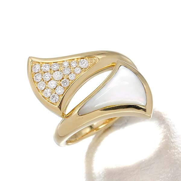 K18YG シェル ダイヤモンド リング 9号 D0.25ct イエローゴールド750 指輪 宝石 ジュエリー 女性 プレゼント拍卖