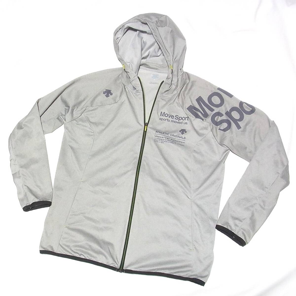 デサント 美品 DESCENTE MOVESPORT 杢グレー ジャケット L◎フルジップ フーディー 灰色◎軽量 送料無料拍卖