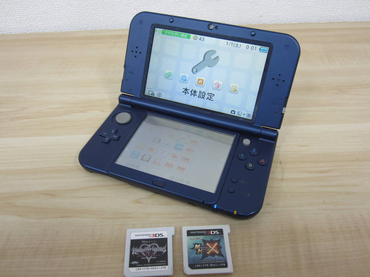 New Nintendo3DS LL 本体 RED-001 メタリックブルー ソフト付き 動作確認品 初期化済み 激安1円スタート拍卖