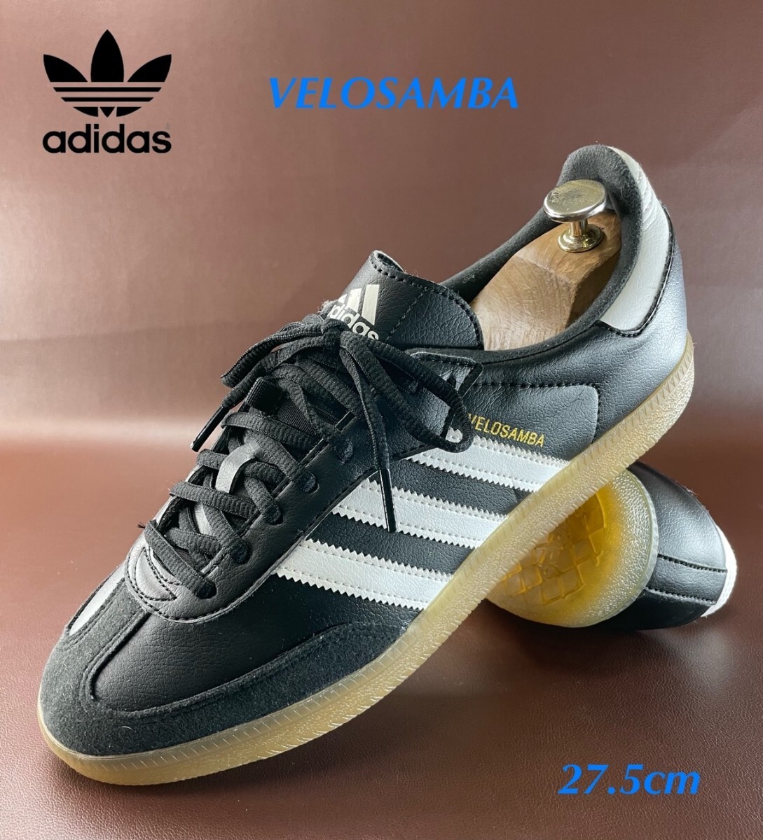 名機降臨!定16500円!通称サイクリングモデル!アディダス【ベロサンバ】ローカツットレザースニーカー!ブラック×ホワイト 27.5cm/US9.5拍卖