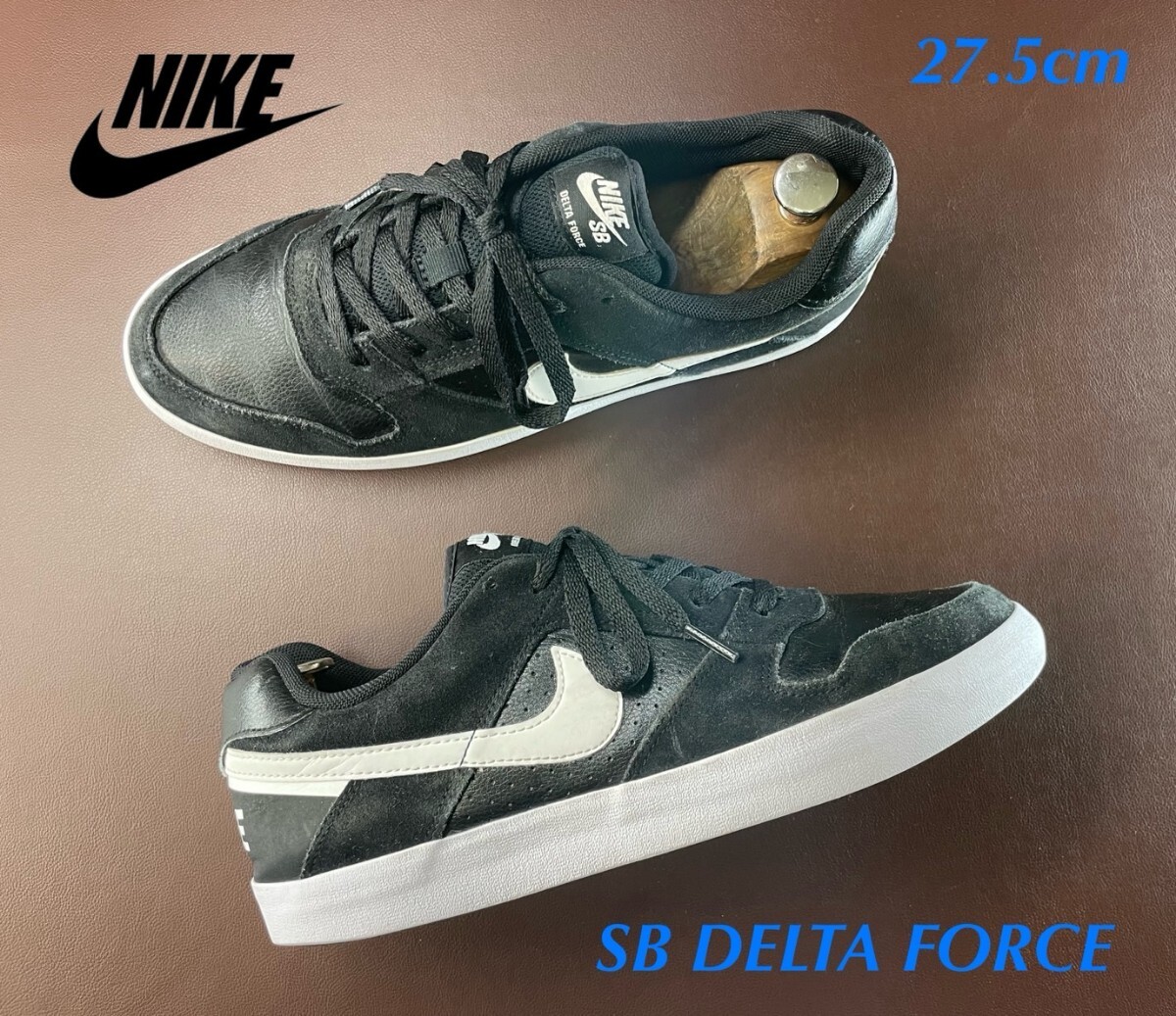 名機降臨!名作ブラッククローム!18年製/復刻タテナイキロゴ!ナイキ【SBデルタフォース】レザースニーカー/スケートシューズ 27.5cm拍卖