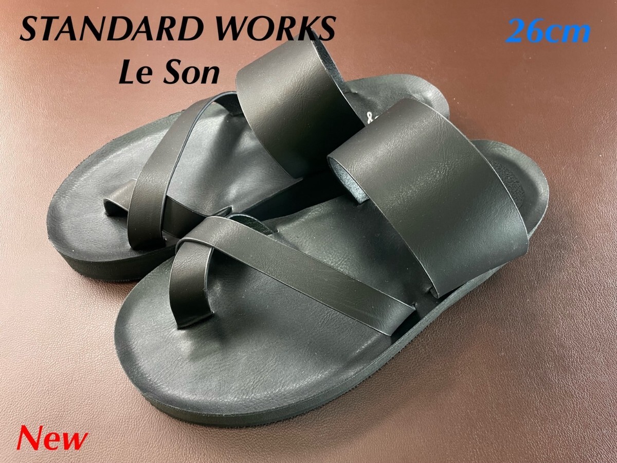 名機降臨!定5390円/未使用品!名作ブリティッシュデザイン!スタンダードワークス/親指リングトングサンダル!ブラック 26cm拍卖