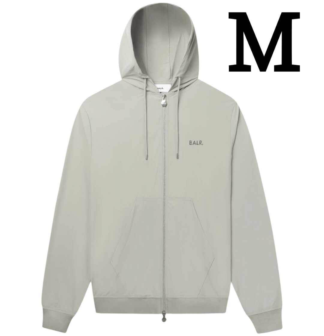 BALR.STRETCH NYLON HOODIE-DOV パーカー Mサイズ メンズ グレー ボーラー  ジップパーカー 長袖 薄手拍卖