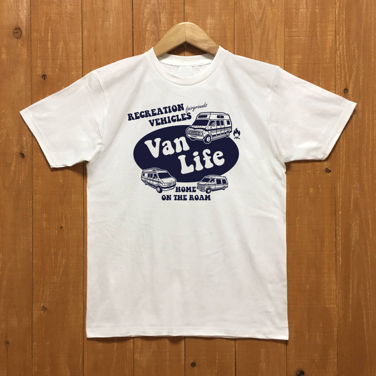■ VAN LIFE Tシャツ■Mサイズ(ホワイトxネイビー)アメリカ アメ車 ダッジ ダッジバン ダッジラム モパ- DODGE RAM MOPAR拍卖