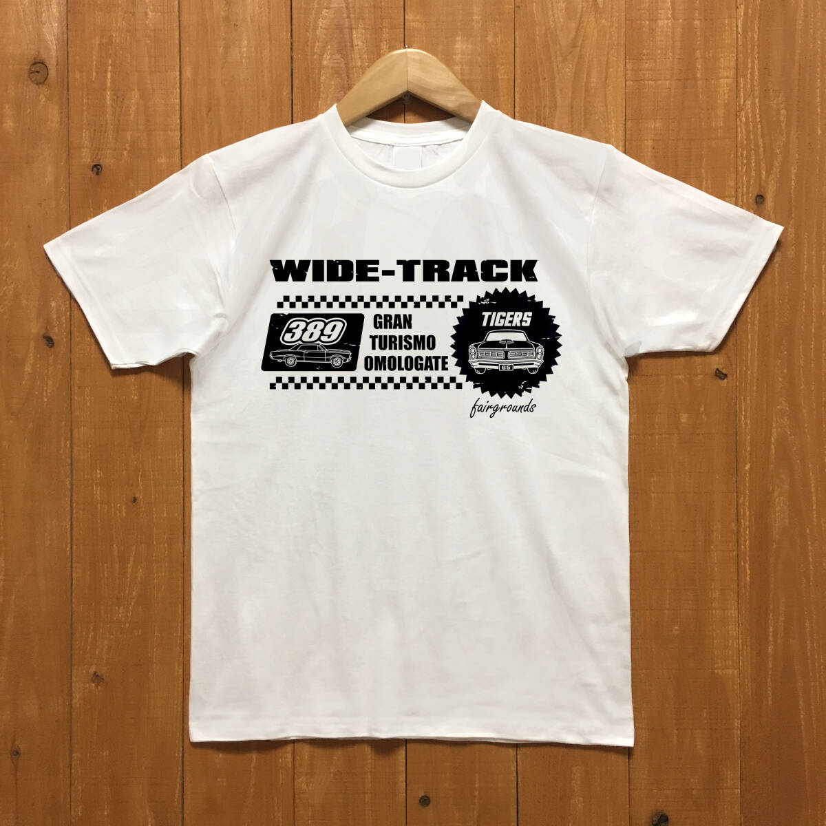 ■WIDE-TRACK Tシャツ■XLサイズ(ホワイトxブラック) アメリカ アメ車 マッスルカ- PONTIAC GTO拍卖