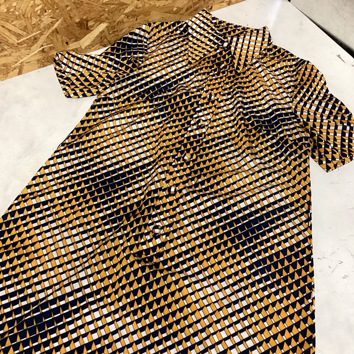 オシャレ 幾何学模様のショートスリーブワンピース レトロ ワンピース (の96)拍卖