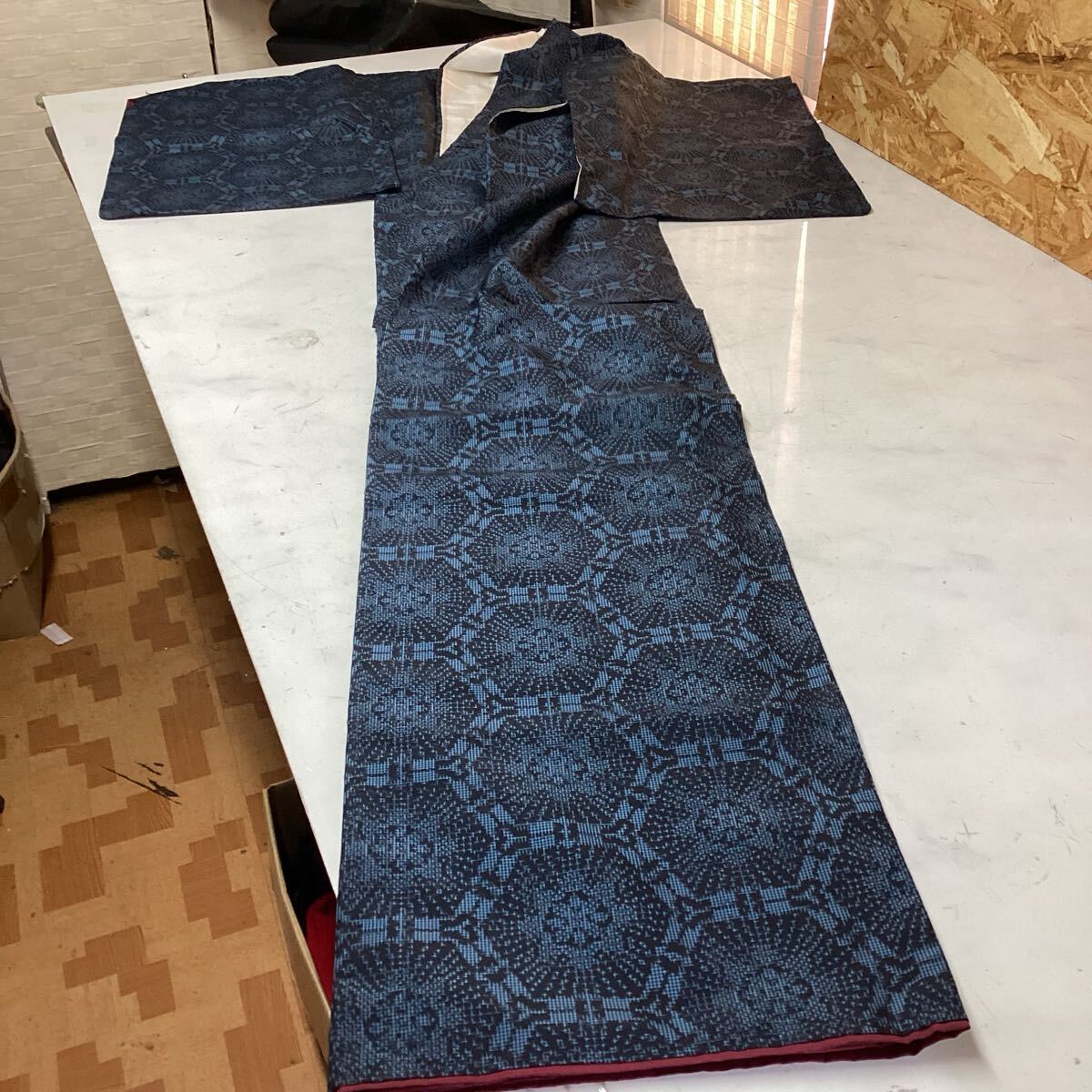 和装 浴衣 メンズ ブルー 柄あり 総柄 オシャレ カジュアル (は14Y)拍卖