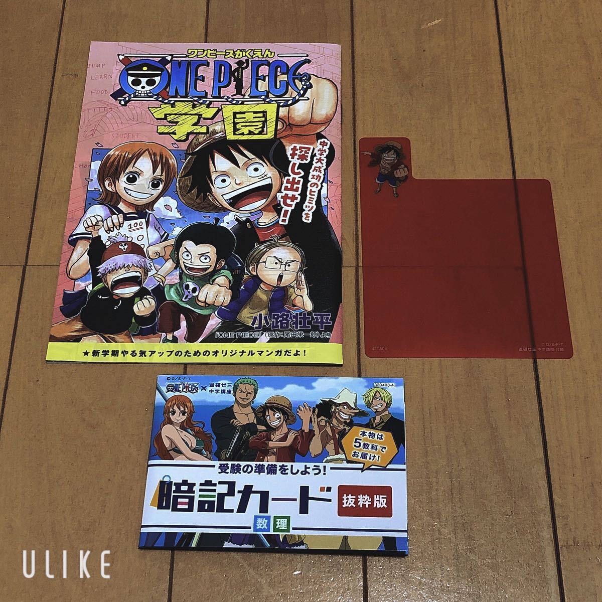 【非売品】ワンピース学園マンガ&暗記カード&赤シート/進研ゼミ中学講座 拍卖