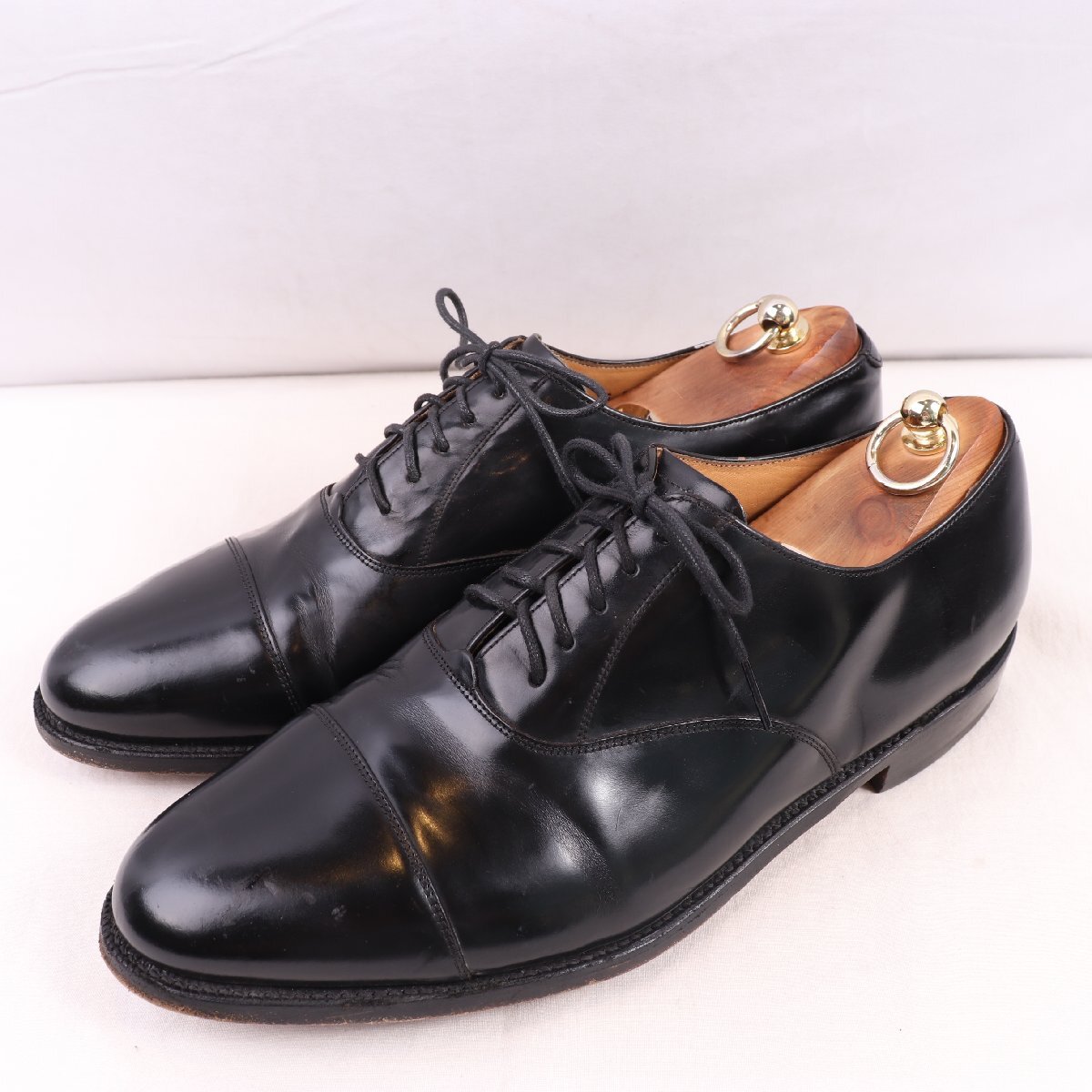 英国製 BARKER 9 1/2 G / 28.0cm-28.5cm 位 キャップトゥ 黒 内羽根 ブラック イングランド製 バーカー メンズ 革靴 古着 中古 ds5352拍卖