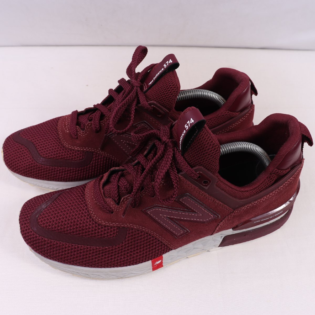 574 ニューバランス 28.0cm/new balance バーガンディ 灰 グレー 中古 古着 メンズ スニーカー yy6146拍卖