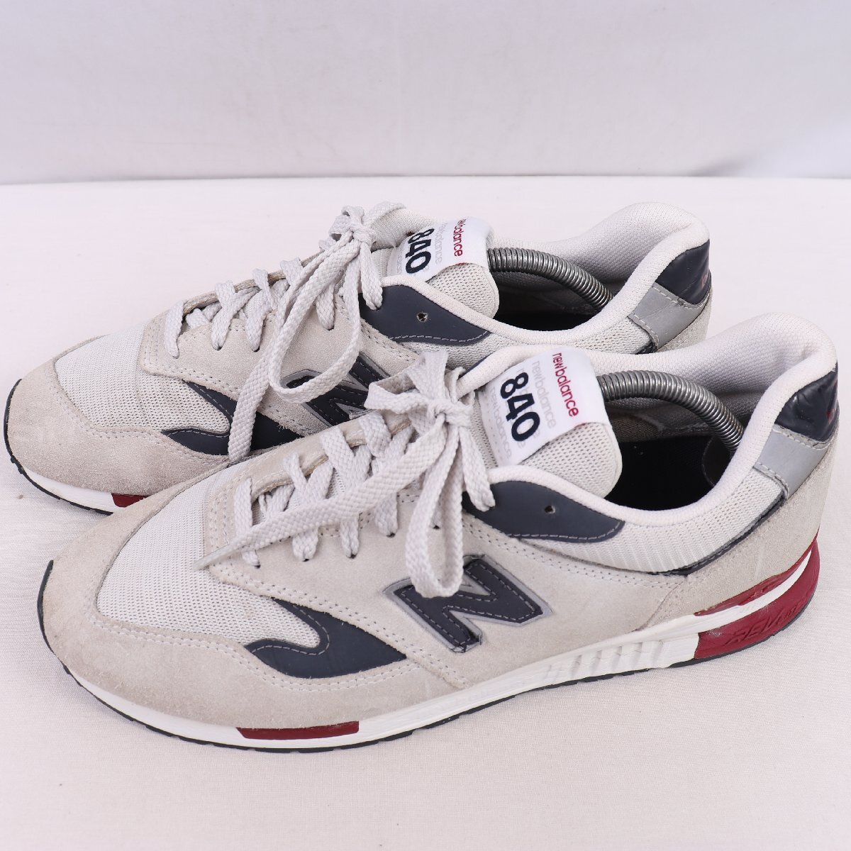 840 ニューバランス 28.5cm/new balance 灰 グレー 紺 ネイビー エンジ 中古 古着 メンズ スニーカー yy6249拍卖