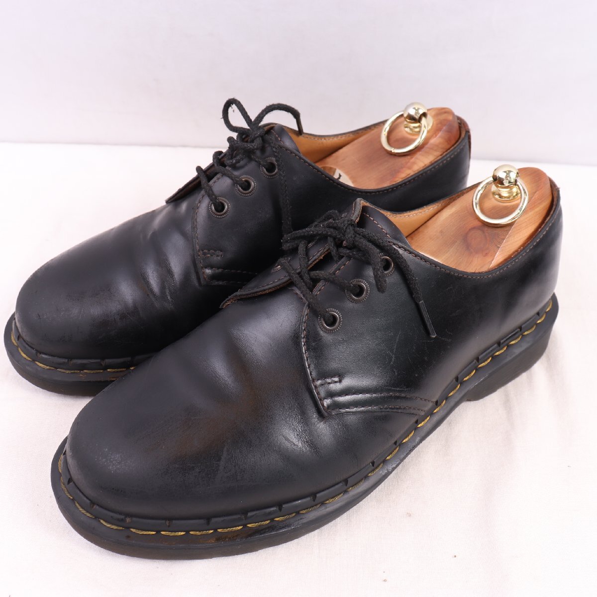 ドクターマーチン UK9/27.5cm-28.0cm/3ホール 1461 黒 ブラック メンズ ブーツ dr.martens 中古 古着 レザー dm4126拍卖