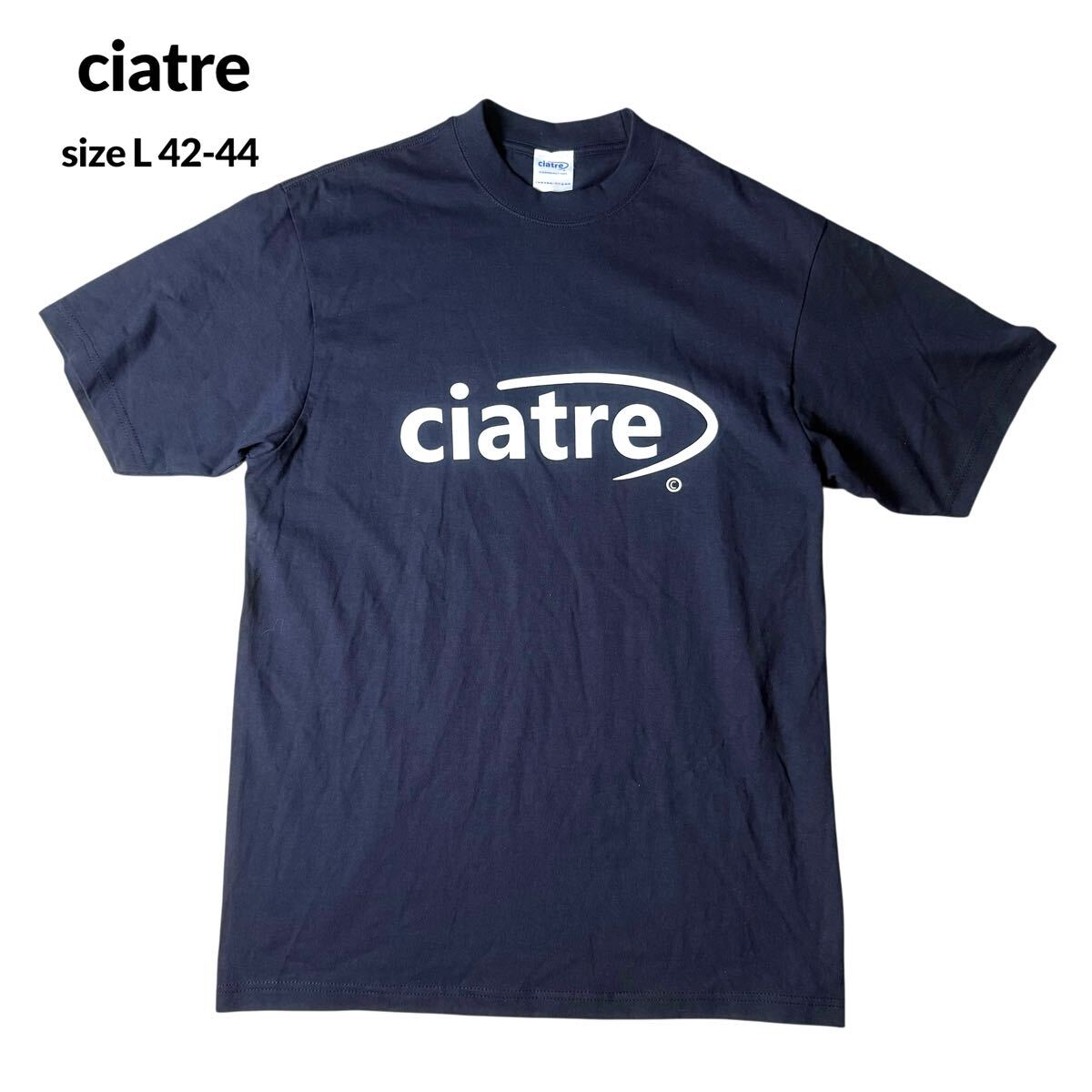 新品同様 ciatre シアター 半袖 クルーネック Tシャツ Tee ネイビー 紺色 プリント トップス サイズ L拍卖