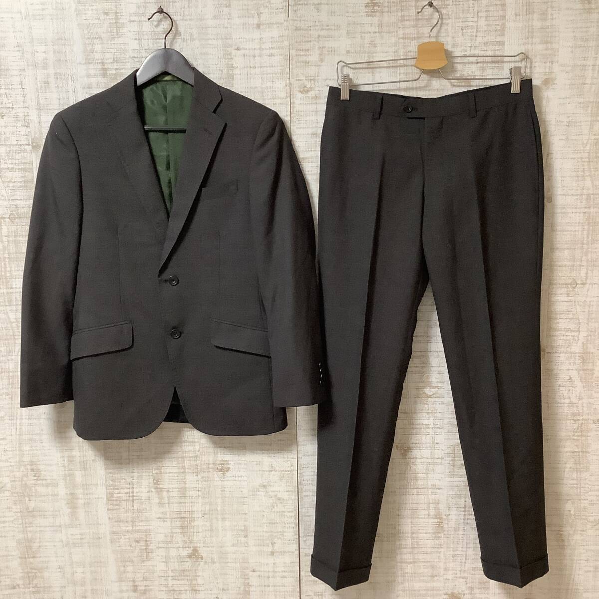 B-48◇TAKA-Q|タカキュー ジャケット パンツ スーツ セットアップ グレー系 サイズ上下共にA4拍卖