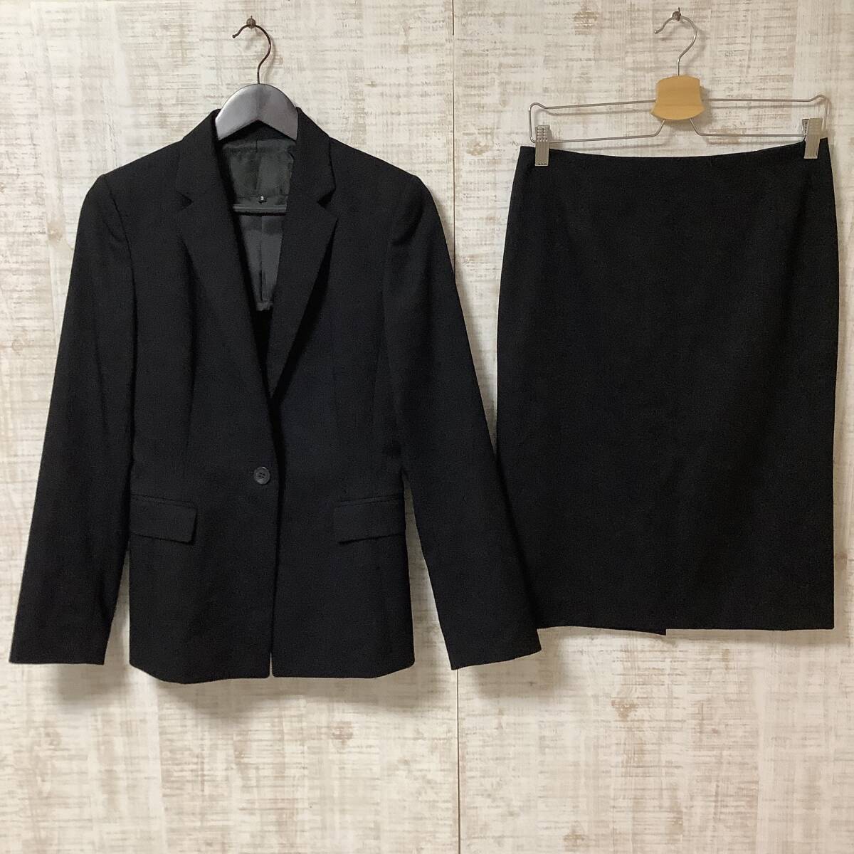 B-48◇UNTITLED|アンタイトル ジャケット スカート スーツ ブラックフォーマル セットアップ 美品 ブラック サイズ上下共に3拍卖