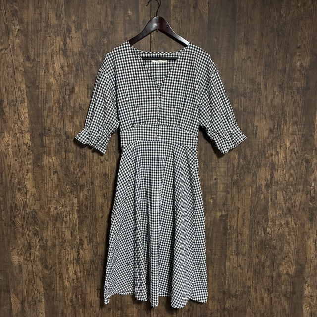 A344◇EVERY.VERY NICE CLAUP | エブリーベリーナイスクラップ ギンガムチェックワンピース ブラック×ホワイト レディース Fサイズ 中古品拍卖