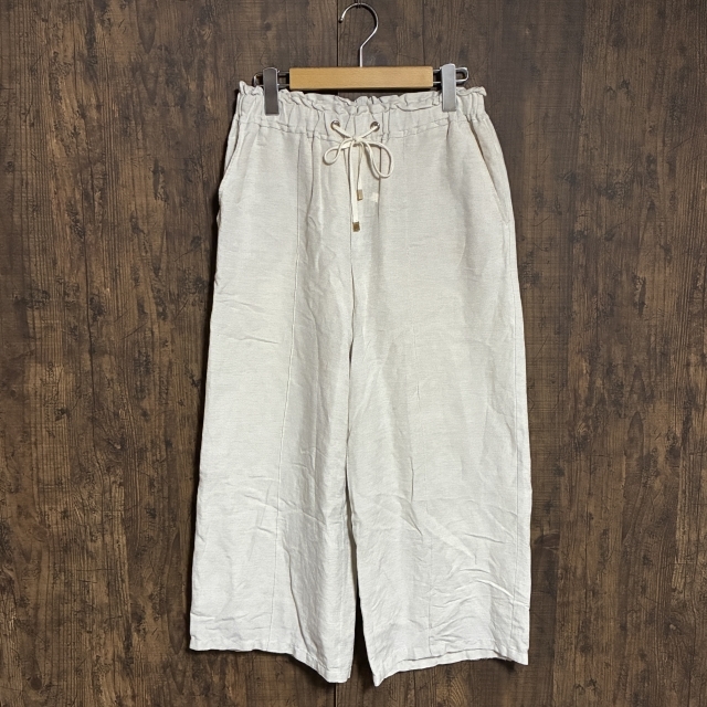 A344◇GALLARDAGALANTE | ガリャルダガランテ リネン混ワイドパンツ ライトベージュ レディース Fサイズ 中古品拍卖