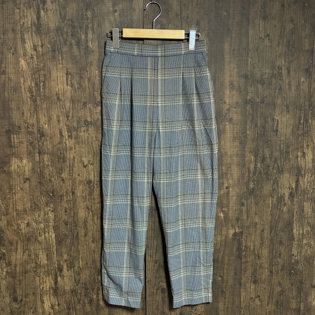 A344◇GLOBAL WORK | グローバルワーク チェック柄テーパードパンツ ブラウン×マルチカラー レディース Mサイズ 中古品拍卖