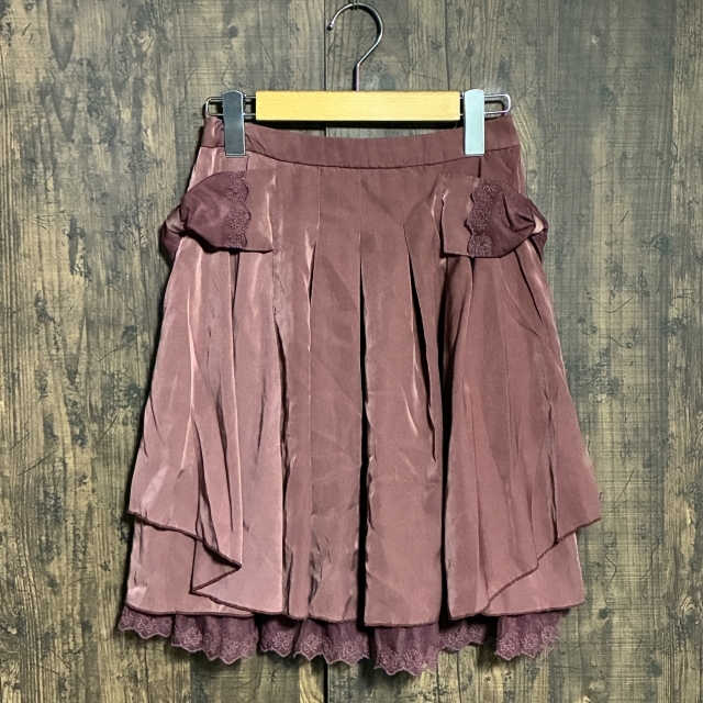 A341◇axes femme | アクシーズファム レース装飾プリーツスカート くすみピンク系 レディース Mサイズ 中古品拍卖