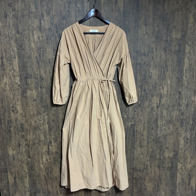 A472◇Cepo craft | セポクラフト カシュクールワンピース キャメル レディース Mサイズ 中古品拍卖