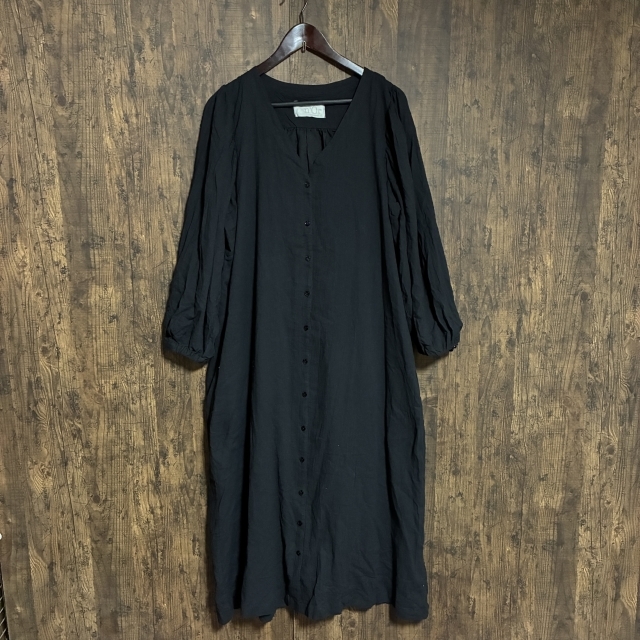 A472◇n'Or LABEL | ノアールラベル バンドカラーワンピース ブラック レディース 2サイズ 中古品拍卖