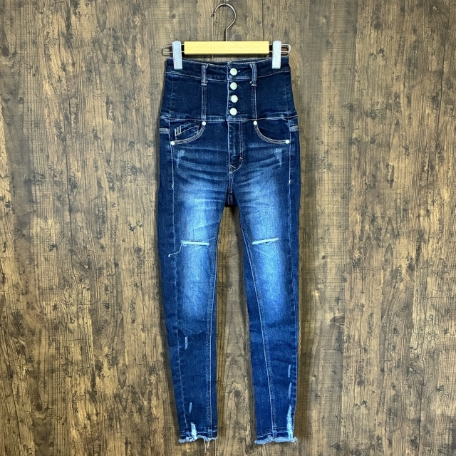 A340◇EMODA | エモダ ハイウエストスキニーデニム インディゴブルー レディース 0サイズ 中古品拍卖