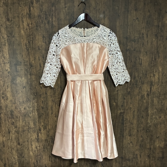 H1◇INE | イネ レース切替パーティードレス ライトピンク レディース 9サイズ 中古品拍卖