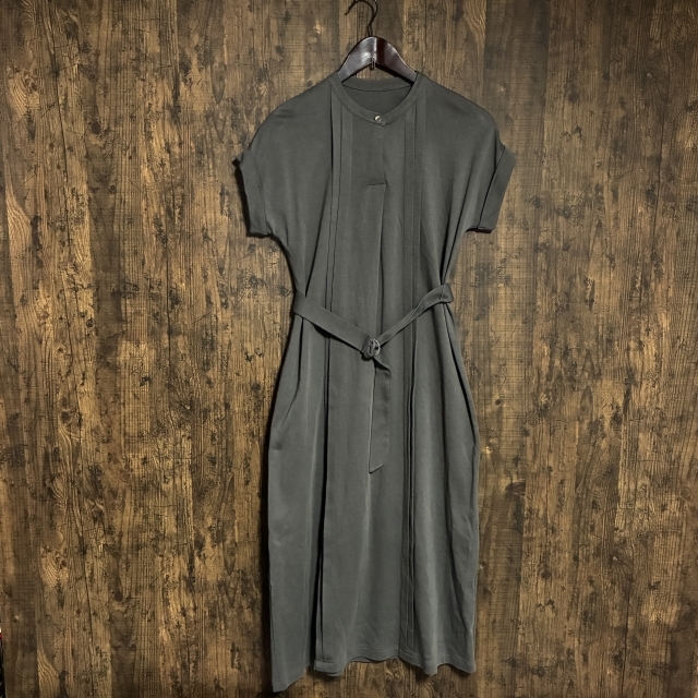 H1◇index | インデックス ベルト付き半袖ロングワンピース ライトグレー レディース Sサイズ 中古品拍卖