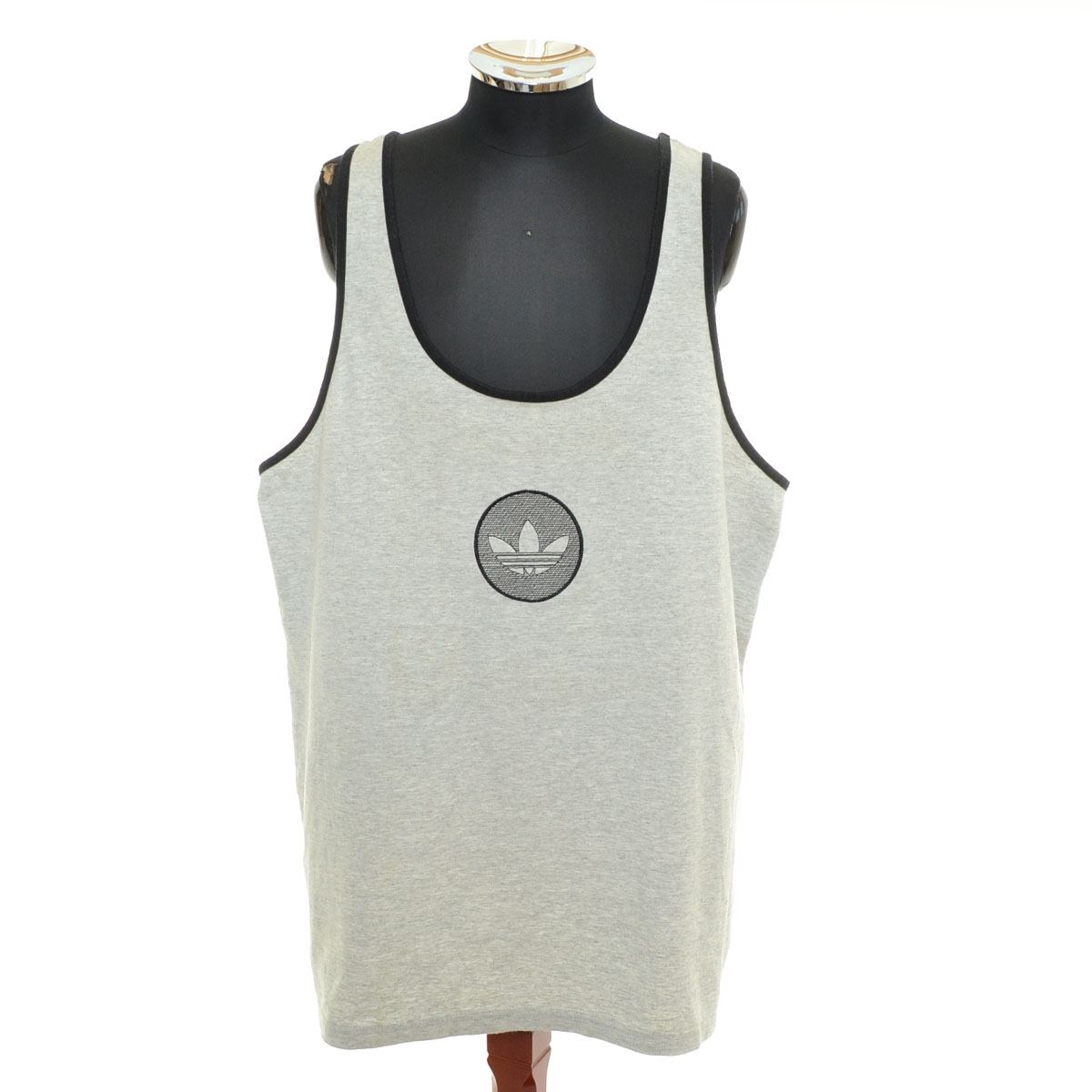 ●555079 adidas アディダス ●タンクトップ 80s 黒タグ ヴィンテージ サイズL メンズ グレー拍卖