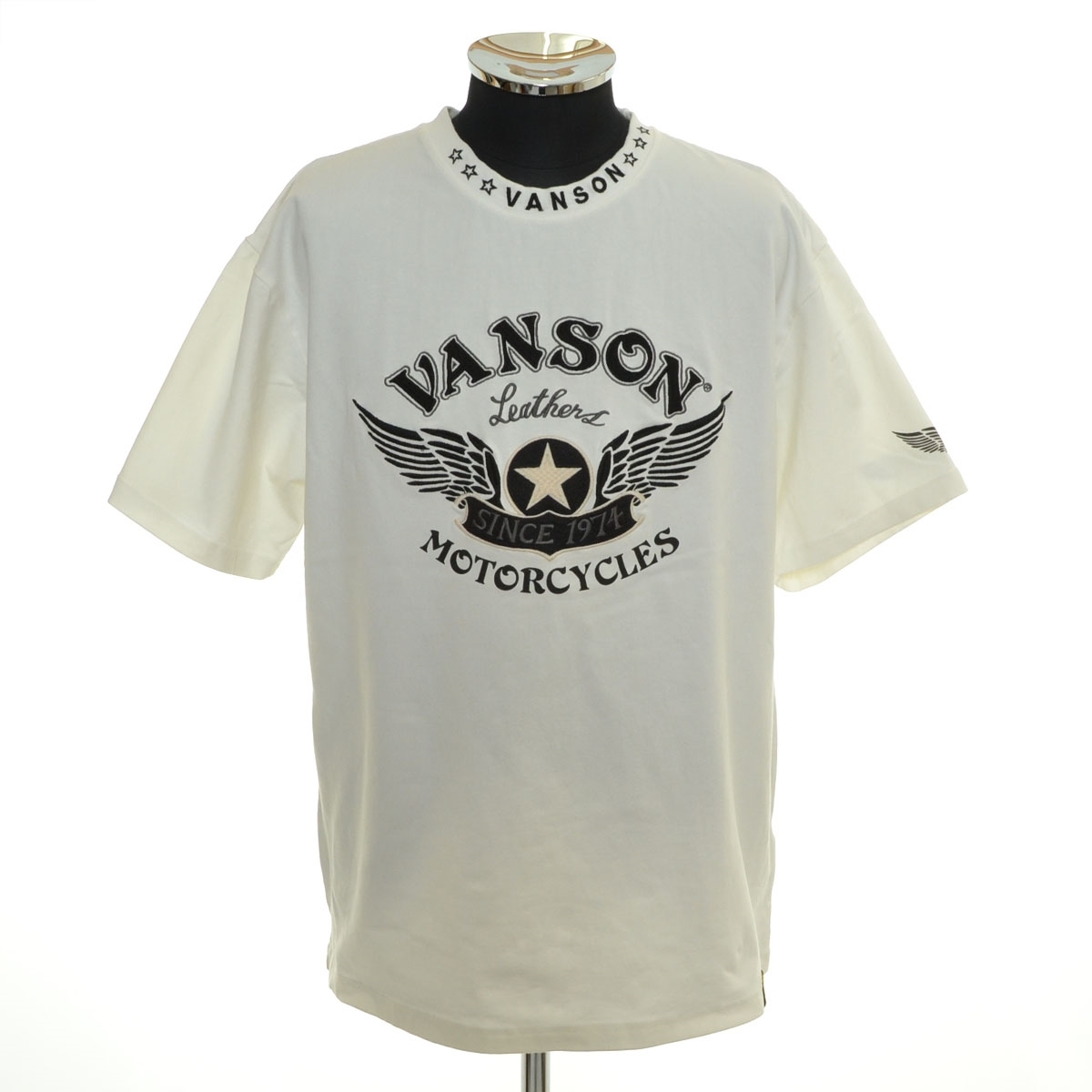 ●547283 VANSON バンソン ●Tシャツ 半袖 フル刺繍 サイズXL メンズ ホワイト拍卖