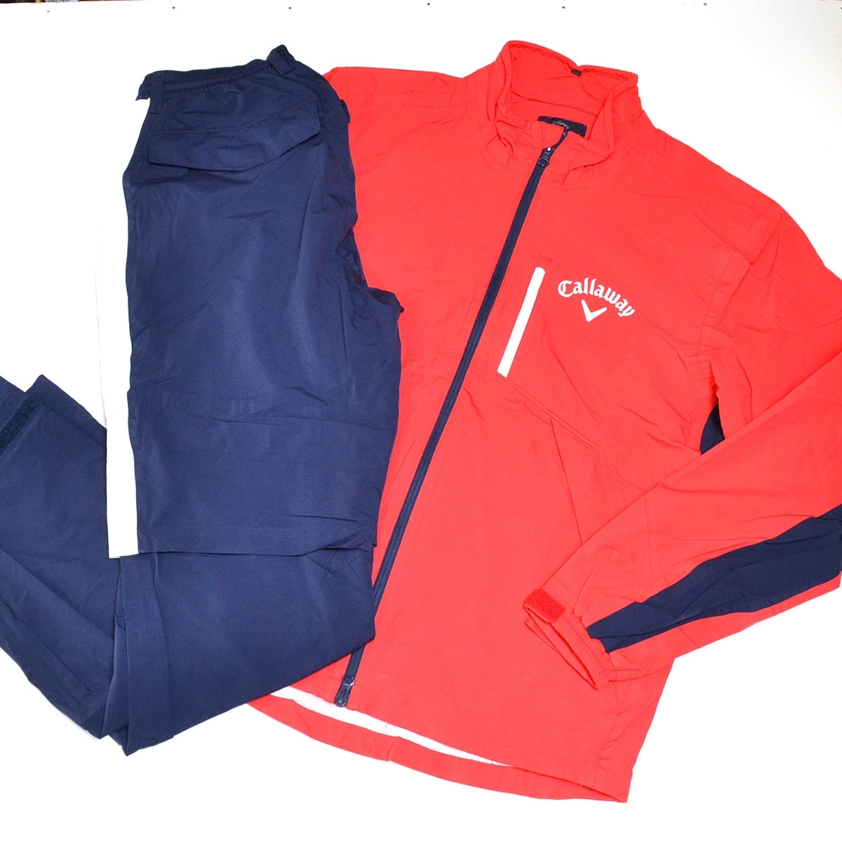 ●552104 Callaway キャロウェイ ゴルフ ●セットアップ レインウェア 4WAY 241-9988500 サイズM メンズ レッド ネイビー拍卖