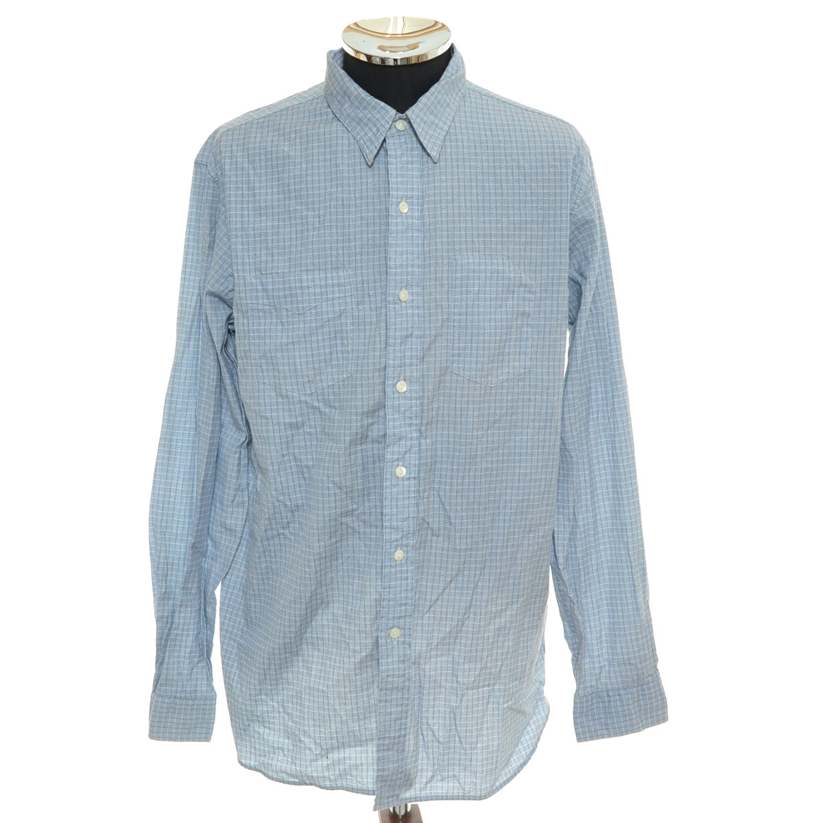 ●554218 RRL ダブルアールエル DOUBLE RL チェックワークシャツ PLAID WORK SHIRT 長袖 サイズM メンズ ライトブルー拍卖