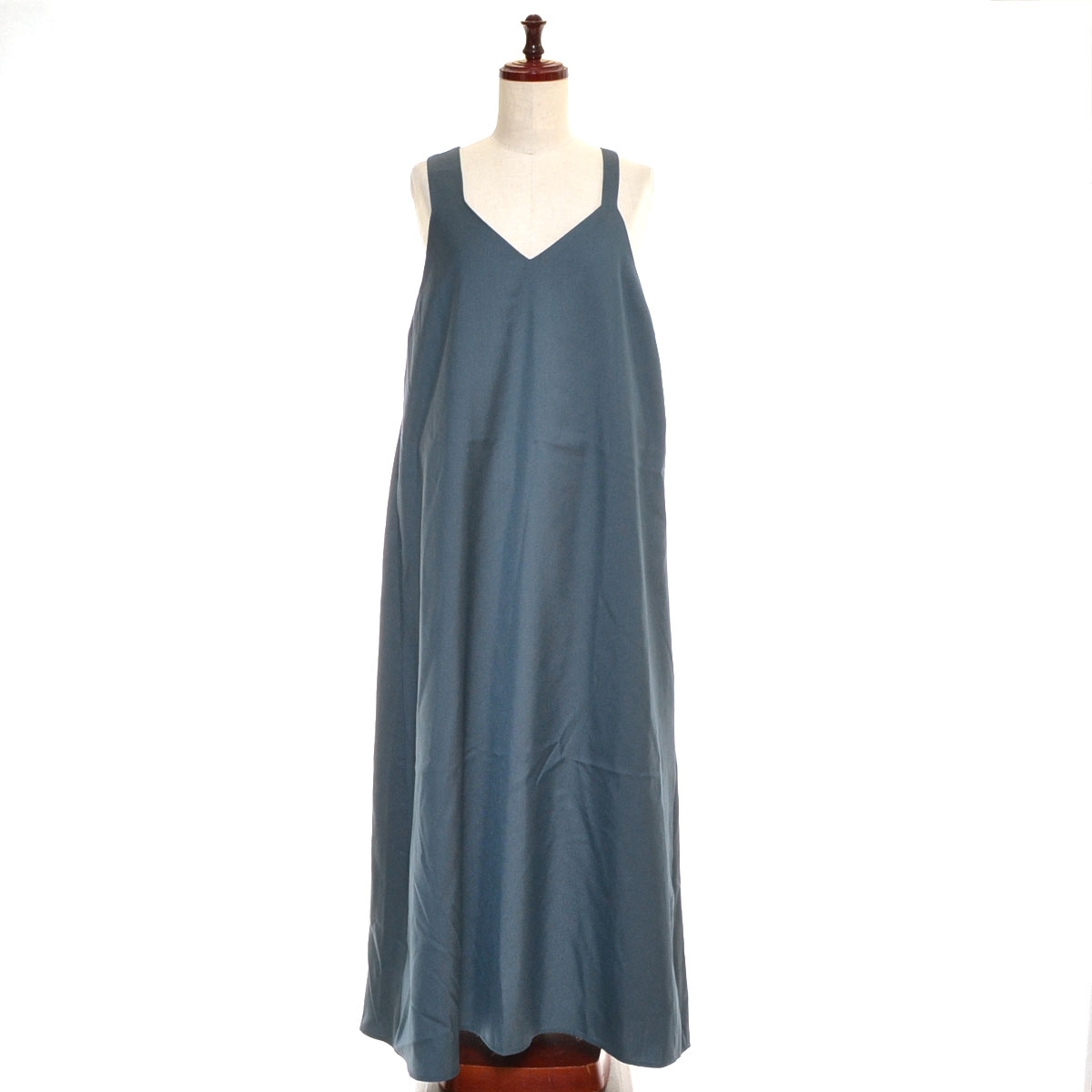 ■542475 ESLOW エスロー メルローズ ●ロングワンピース キャミドレス A2023FA 200 サイズ9(F) レディース グリーン グレー拍卖