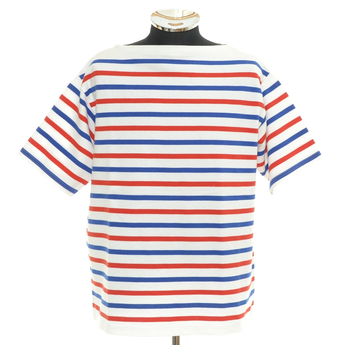 ●556708 未使用品 LENO レノ ●バスクシャツ 半袖 23SS HALF SLEEVE BASQUE SHIRT H2301-CS015 サイズ00 メンズ ホワイト ボーダー拍卖