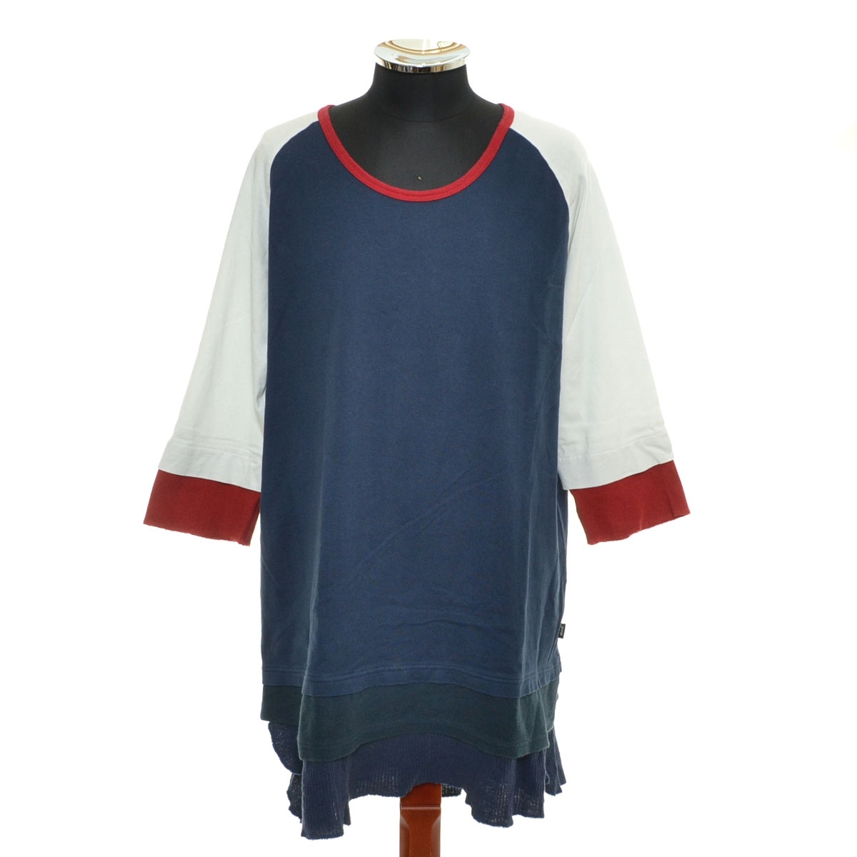 ●557146 glamb グラム ●Tシャツ 半袖 トライレイヤード カットソー GB0120/CS01 サイズ2 定価14300円 メンズ 日本製 ネイビー拍卖