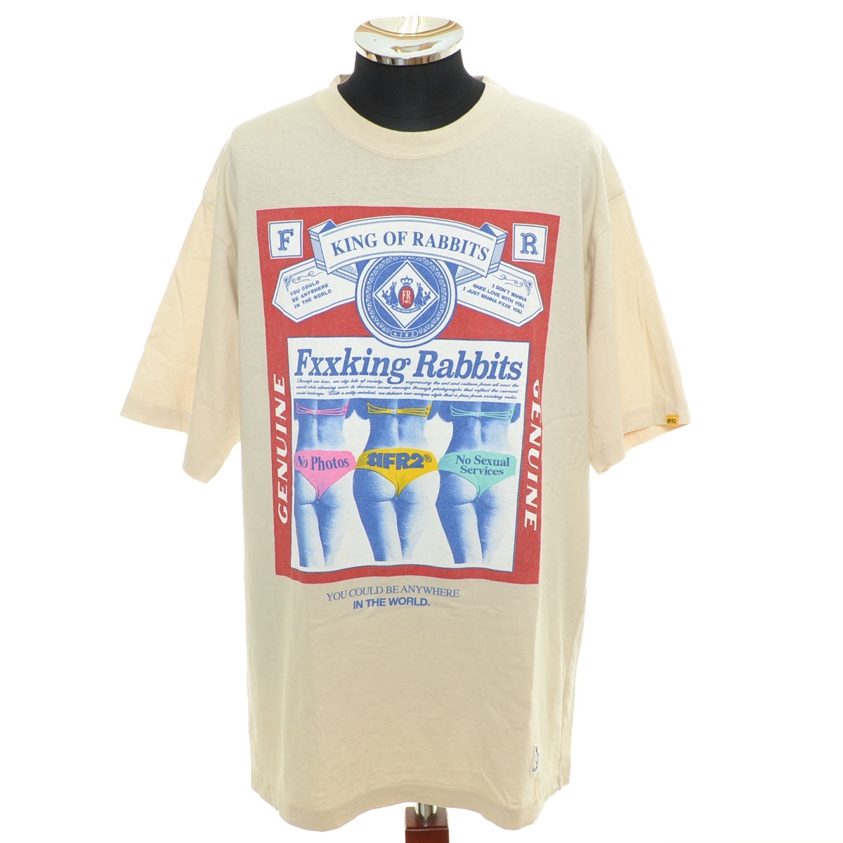 ●556181 FR2 ●Tシャツ 半袖 KING OF RABBITS PIGMENT TEE サイズL メンズ ベージュ拍卖