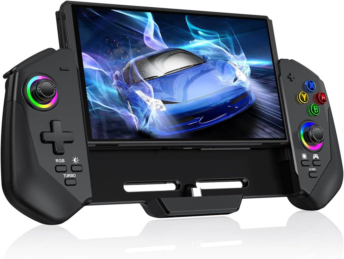 スイッチ コントローラー 7色RGBライト 携帯モード専用コントローラー グリップ プログラム編集機能拍卖