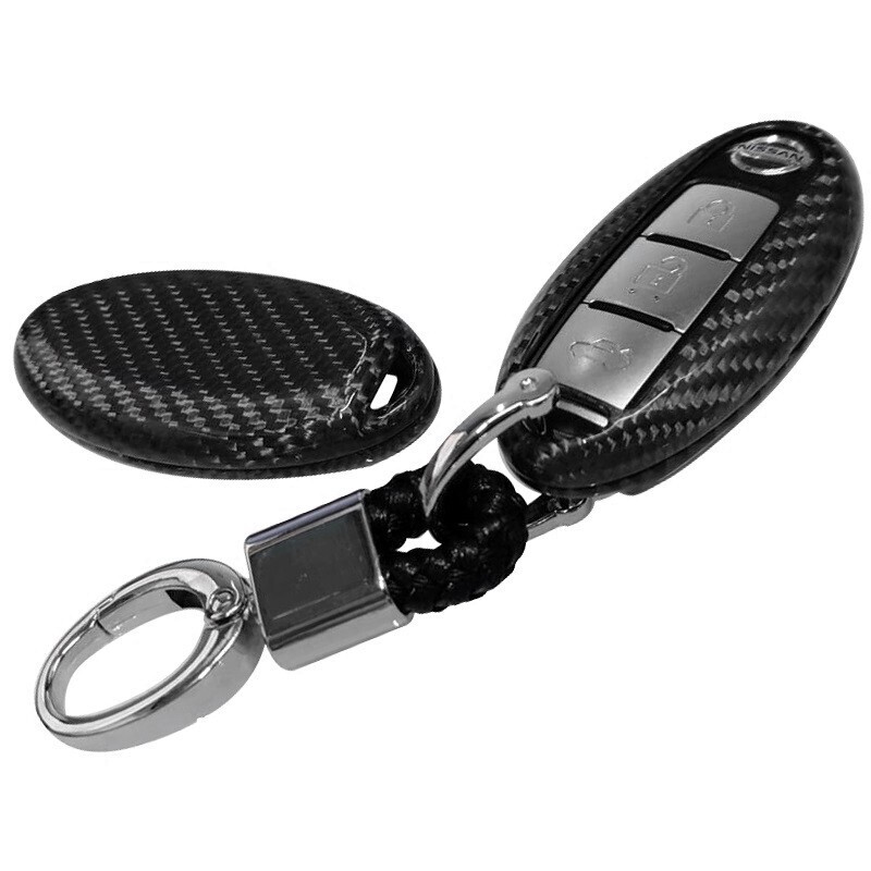 新品即決 送料無料 日産 リアルカーボン製 キーケース キーカバー フーガ プレサージュ マーチ ムラーノ ラティオ リーフ キャラバン拍卖