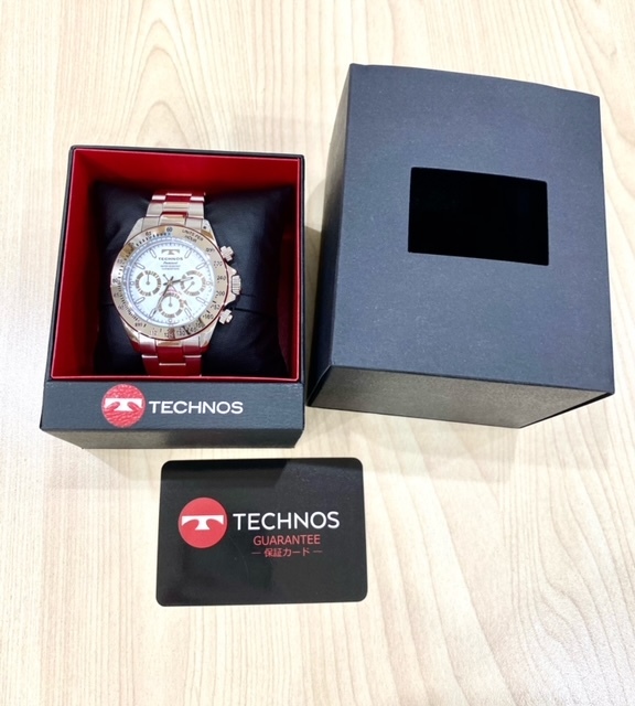 ●F7-7-39 稼動品 テクノス TECHNOS TP0403SW 国内正規品 クロノグラフ オールステンレス ホワイト 白文字盤 メンズ 腕時計 2025.6.8購入品拍卖