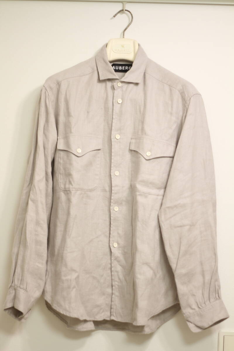 【極美品】AUBERGE Cezanne Brosse ベージュ リネン シャツ 38(ギャザー フレンチワーク オーベルジュ beams F ビームス brilla セザンヌ)拍卖