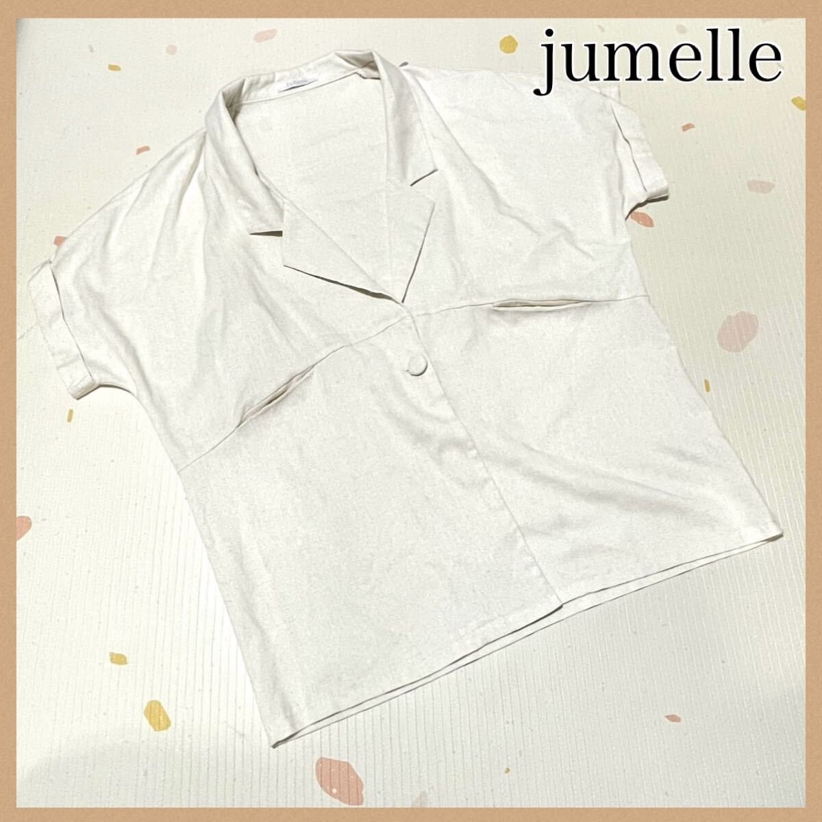 【jumelle】 ジュメロ ボタンシャツ F 半袖 襟シャツ ホワイト 白 半袖シャツ ブラウス オープンカラー拍卖