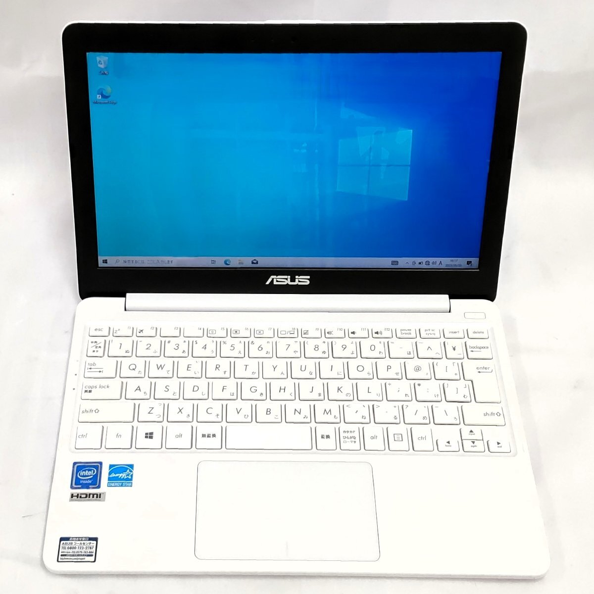 MF0803C【B5サイズ/中古現状品】asus E203MA パールホワイト CPU: Celeron N4000@1.10GHz SSD(eMMC):64GB メモリ:4GB N拍卖