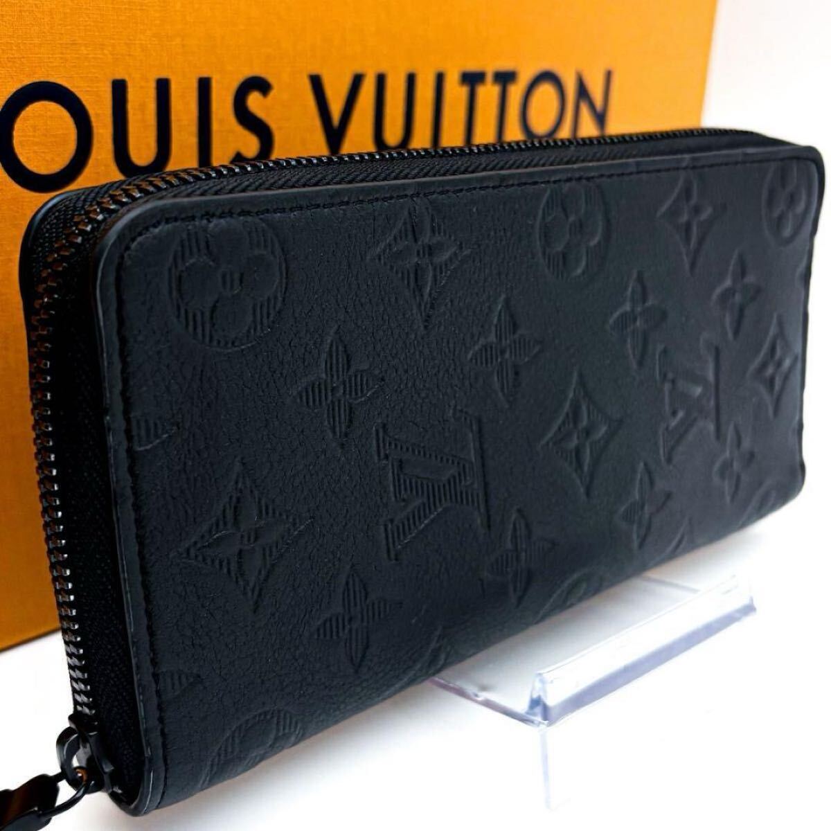 【極美品】ルイヴィトン LOUIS VUITTON モノグラム シャドウ ジッピーウォレット ヴェルティカル 長財布 ラウンドファスナー 黒 メンズ拍卖