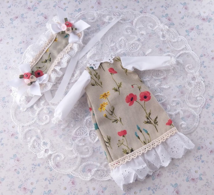 *幼SD等に 1/6サイズ お洋服 OF Aライン ワンピース セット*【Anemone Green】☆拍卖